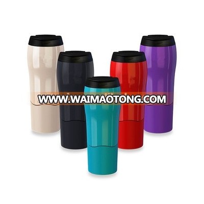 2017 New Colorful Custom Logo 500ml double wall plastic travel mug& Leak Proof magic suction mug