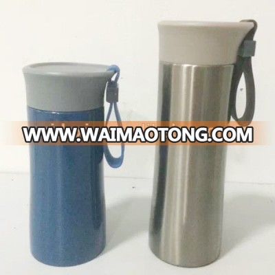 Portable stainless steel bullet vacuum flask with soft silicon tag